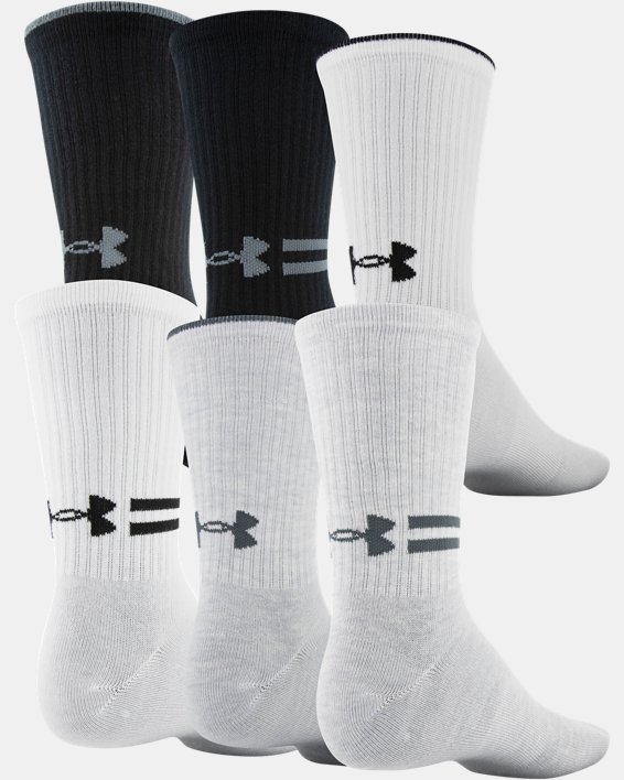 Men's UA Essential Crew Socks 6-Pack, Gray, pdpMainDesktop image number 1